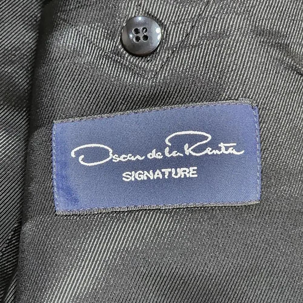 Oscar De La Renta Suit Jacket Mens 40 Gray Wool Pinstripe Two Button Blazer